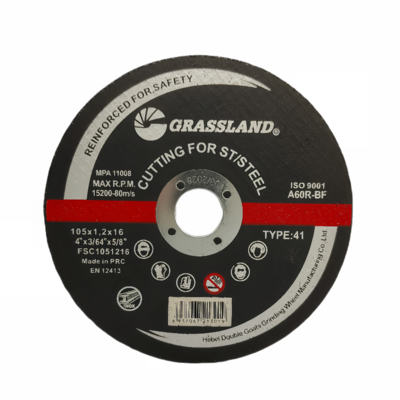 Δίσκοι κοπής 4" 105mm X1.2 mm X 16mm από ανοξείδωτο χάλυβα για γωνιακούς τροχούς με λειαντικό κόκκο οξειδίου του αργιλίου EN 12413