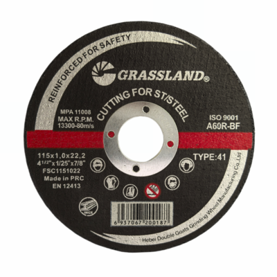 115X1X22.2, Λεπτότερος Σχεδιασμός Τροχού Κοπής GRASSLAND 115mm για Ταχύτερες και Καθαρότερες Κοπές σε Χάλυβα και Ανοξείδωτο Χάλυβα INOX