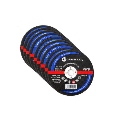 Δίσκοι λείανσης μετάλλων 3 ιντσών για ευθείες και καθαρές κοπές 75mm x 1.6mm x 9mm Συνεχούς περιφέρειας λεπίδα Ανθεκτικό λειαντικό οξειδίου του αργιλίου 80 m/s